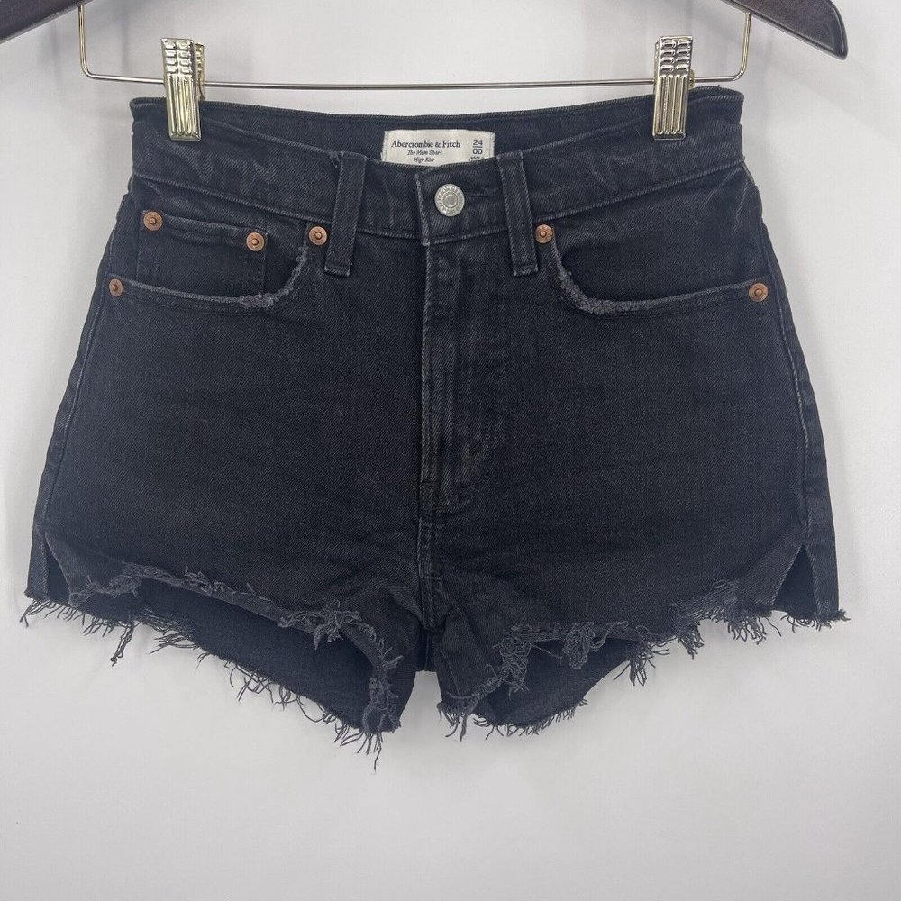 Abercrombie & Fitch Shorts Size 24 Black Cutoff Short High Rise Curve Love Mom